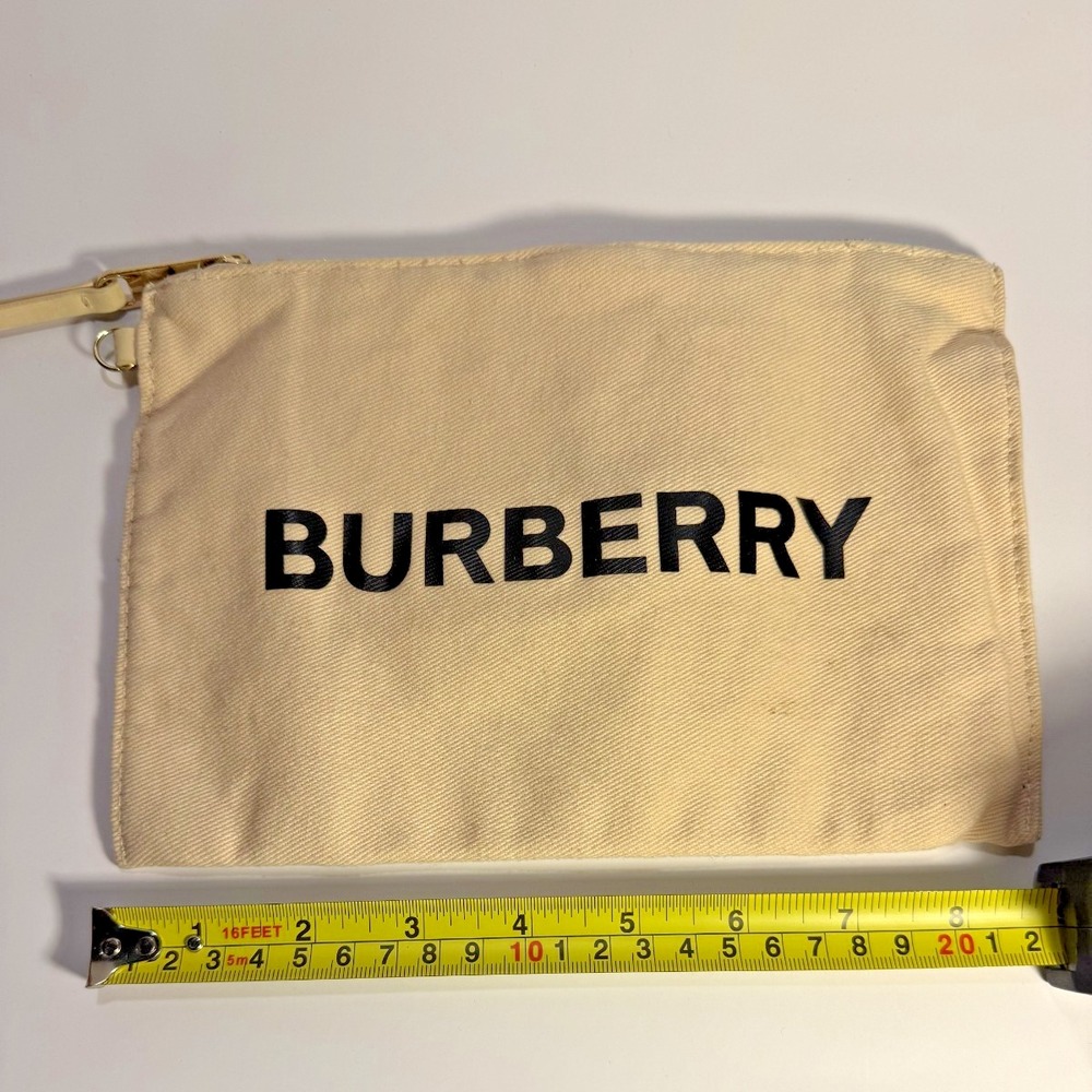 Burberry Pouch Wristlet Makeup Cosmetic Bag Beige from Logo Zippered